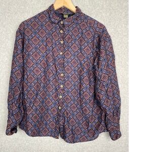 Bushwacker Mens Geometric Print Button Down Shirt Long Sleeve M Made in USA